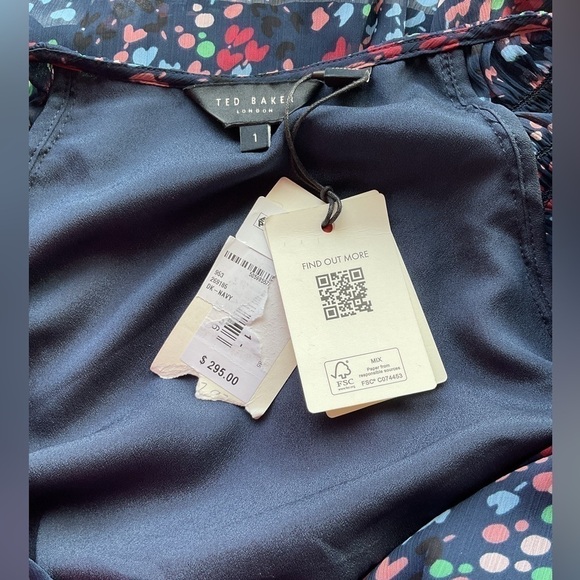 #43 NWT Ted Baker Casadee Smock Panel Wrap Mini Dress in Dark Navy - Picture 8 of 8